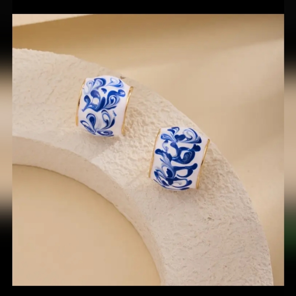 Blue and White Earrings